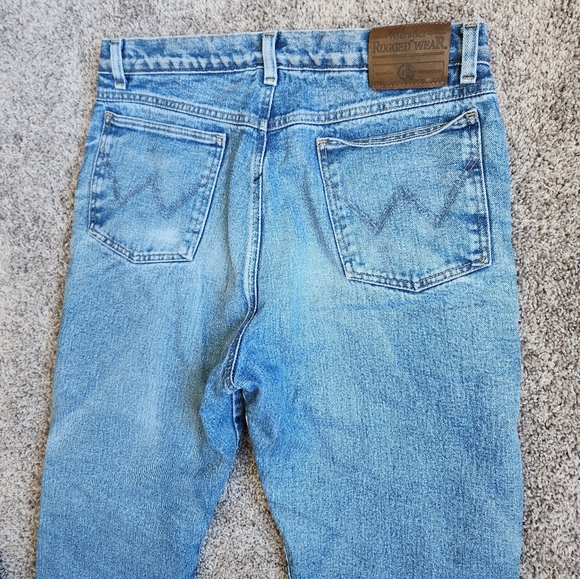 Wrangler Fleece Lined Jeans Mens 34x31 Rugged Wear Light Wash Straight Leg - Picture 5 of 8